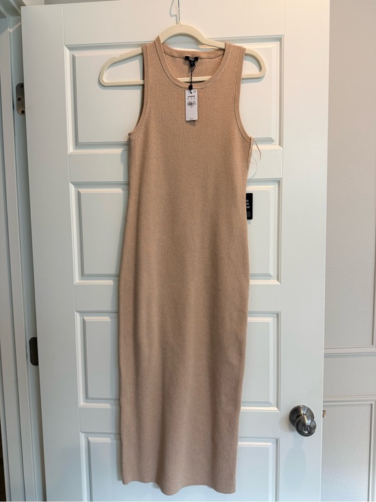 Express Dresses & Skirts - Express Sleeveless Ribbed Maxi Dress in Beige